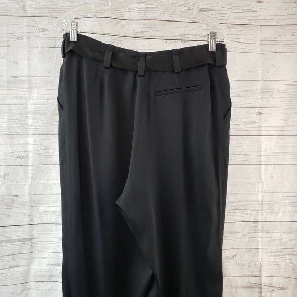 Jeanne Lanvin Womens Cropped Pants Sz 42 US 12 Black Tapered Leg Belted - Picture 5 of 6